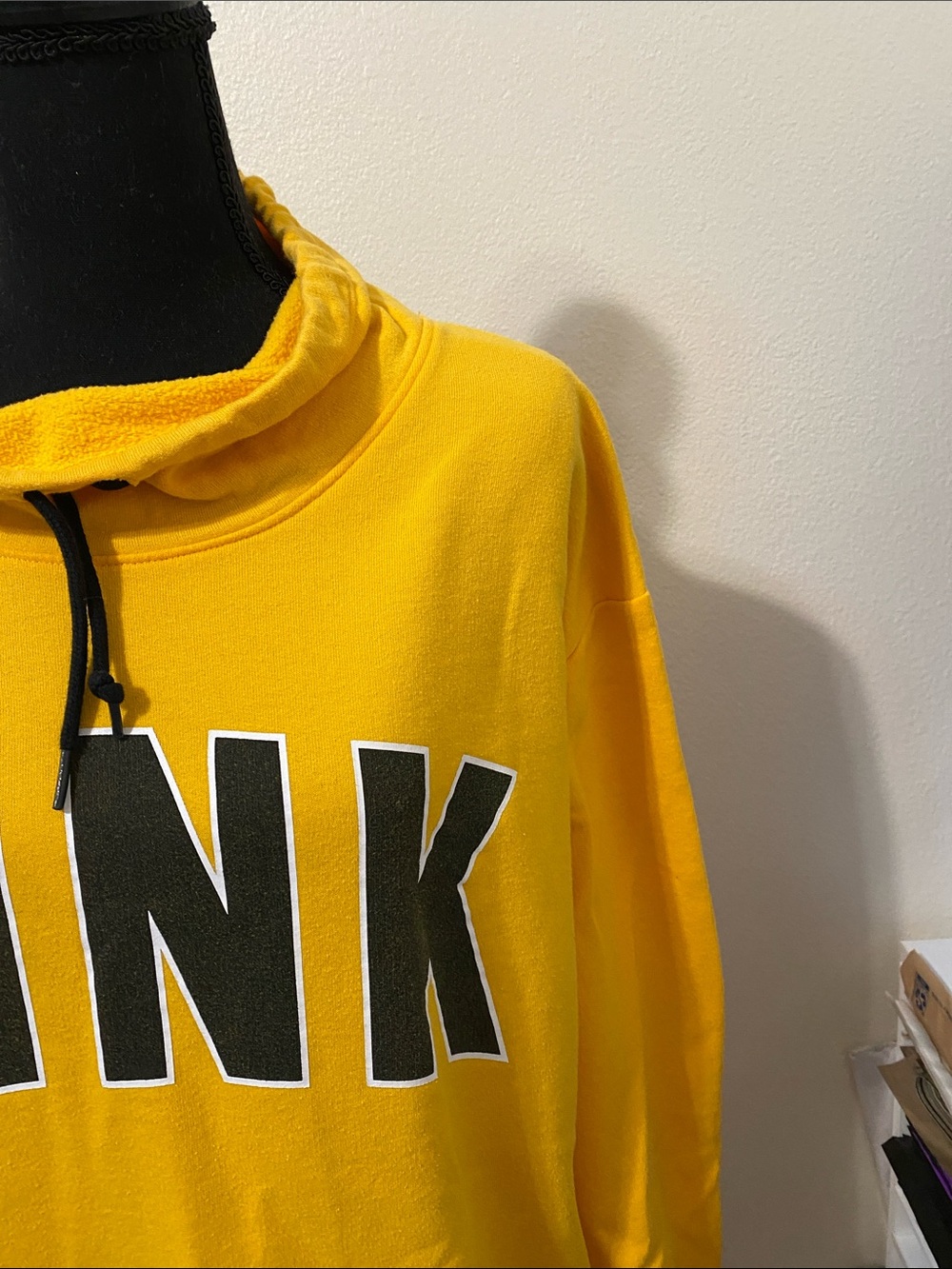 Victoria's Secret Bold Yellow Pullover with Black Lettering